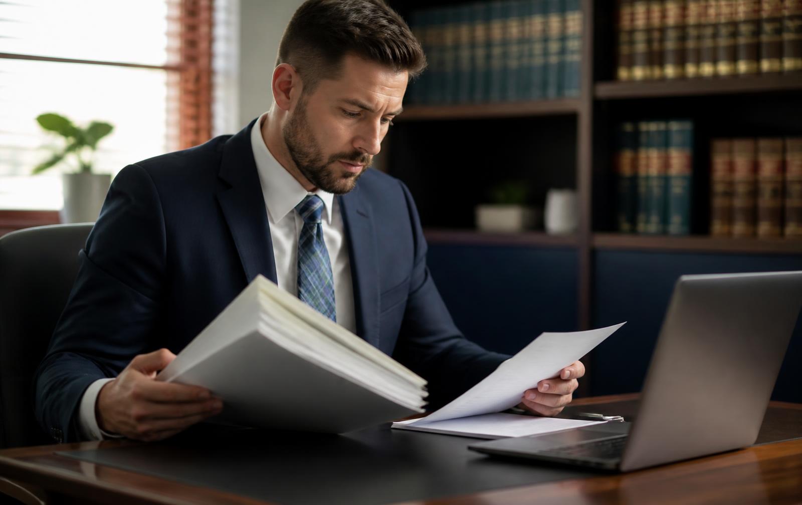 An attorney reviewing a veteran's VA claim file alongside a physician-authored medical opinion