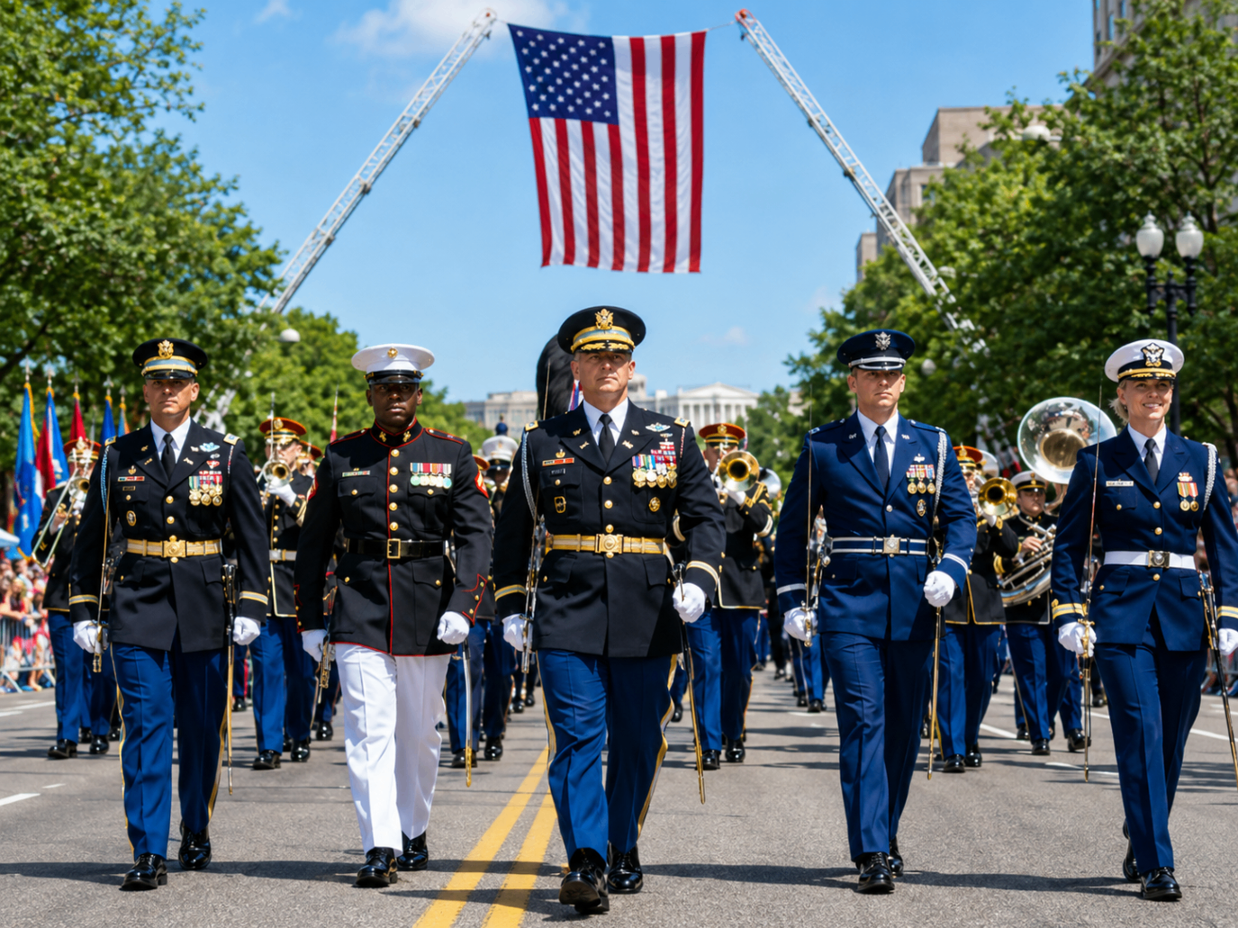 Joint forces parade of U.S. service members